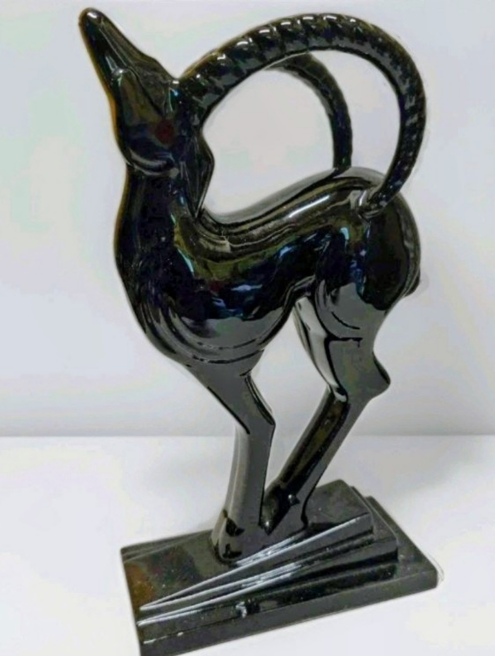 Vintage Fitz And Floyd Black Gazelle Ceramic Bookend Statue